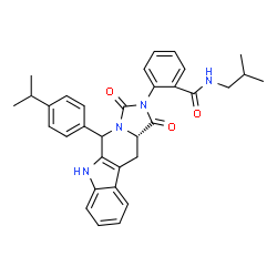 ChemSpider 2D Image | N-Isobutyl-2-[(11aS)-5-(4-isopropylphenyl)-1,3-dioxo-5,6,11,11a-tetrahydro-1H-imidazo[1',5':1,6]pyrido[3,4-b]indol-2(3H)-yl]benzamide | C33H34N4O3