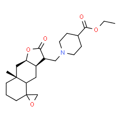 ChemSpider 2D Image | Ethyl 1-{[(3aR,8aR,9aR)-8a-methyl-2-oxodecahydro-2H-spiro[naphtho[2,3-b]furan-5,2'-oxiran]-3-yl]methyl}-4-piperidinecarboxylate | C23H35NO5
