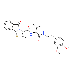 ChemSpider 2D Image | (3R)-N-[(2S)-1-{[2-(3,4-Dimethoxyphenyl)ethyl]amino}-3-methyl-1-oxo-2-butanyl]-2,2-dimethyl-5-oxo-2,3,5,9b-tetrahydro[1,3]thiazolo[2,3-a]isoindole-3-carboxamide | C28H35N3O5S