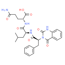 ChemSpider 2D Image | N-[(2S)-2-(2,4-Dioxo-1,4-dihydro-3(2H)-quinazolinyl)-3-phenylpropanoyl]-L-leucyl-D-glutamine | C28H33N5O7