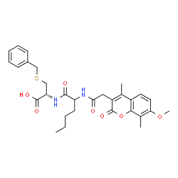 ChemSpider 2D Image | N-[(7-Methoxy-4,8-dimethyl-2-oxo-2H-chromen-3-yl)acetyl]norleucyl-S-benzyl-L-cysteine | C30H36N2O7S