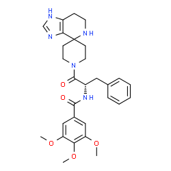 ChemSpider 2D Image | 3,4,5-Trimethoxy-N-[(2S)-1-oxo-3-phenyl-1-(1,5,6,7-tetrahydro-1'H-spiro[imidazo[4,5-c]pyridine-4,4'-piperidin]-1'-yl)-2-propanyl]benzamide | C29H35N5O5