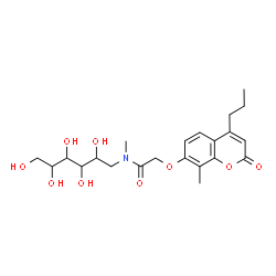 ChemSpider 2D Image | 1-Deoxy-1-(methyl{[(8-methyl-2-oxo-4-propyl-2H-chromen-7-yl)oxy]acetyl}amino)hexitol | C22H31NO9