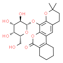 ChemSpider 2D Image | 9,9-Dimethyl-5-oxo-1,3,4,5,10,11-hexahydro-2H,9H-benzo[c]pyrano[3,2-g]chromen-7-yl beta-D-galactopyranoside | C24H30O9