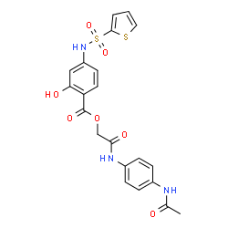 ChemSpider 2D Image | 2-[(4-Acetamidophenyl)amino]-2-oxoethyl 2-hydroxy-4-[(2-thienylsulfonyl)amino]benzoate | C21H19N3O7S2