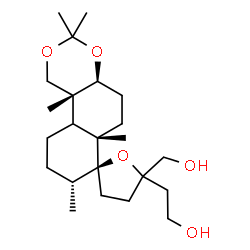 ChemSpider 2D Image | 2-[(2S,4a'S,6a'S,8'R,10b'R)-5-(Hydroxymethyl)-3',3',6a',8',10b'-pentamethyldodecahydro-3H-spiro[furan-2,7'-naphtho[2,1-d][1,3]dioxin]-5-yl]ethanol | C23H40O5