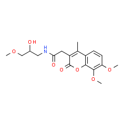 ChemSpider 2D Image | 2-(7,8-Dimethoxy-4-methyl-2-oxo-2H-chromen-3-yl)-N-(2-hydroxy-3-methoxypropyl)acetamide | C18H23NO7