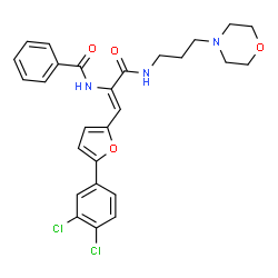 ChemSpider 2D Image | N-[(1Z)-1-[5-(3,4-Dichlorophenyl)-2-furyl]-3-{[3-(4-morpholinyl)propyl]amino}-3-oxo-1-propen-2-yl]benzamide | C27H27Cl2N3O4