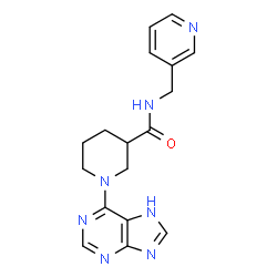 ChemSpider 2D Image | 1-(7H-Purin-6-yl)-N-(3-pyridinylmethyl)-3-piperidinecarboxamide | C17H19N7O