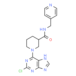 ChemSpider 2D Image | 1-(2-Chloro-7H-purin-6-yl)-N-(4-pyridinylmethyl)-3-piperidinecarboxamide | C17H18ClN7O