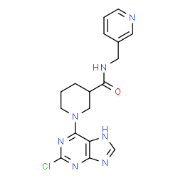 ChemSpider 2D Image | 1-(2-Chloro-7H-purin-6-yl)-N-(3-pyridinylmethyl)-3-piperidinecarboxamide | C17H18ClN7O