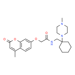 ChemSpider 2D Image | 2-[(4-Methyl-2-oxo-2H-chromen-7-yl)oxy]-N-{[1-(4-methyl-1-piperazinyl)cyclohexyl]methyl}acetamide | C24H33N3O4