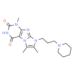 ChemSpider 2D Image | 1,6,7-Trimethyl-8-[3-(1-piperidinyl)propyl]-1H-imidazo[2,1-f]purine-2,4(3H,8H)-dione | C18H26N6O2