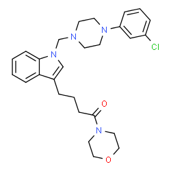 ChemSpider 2D Image | 4-(1-{[4-(3-Chlorophenyl)-1-piperazinyl]methyl}-1H-indol-3-yl)-1-(4-morpholinyl)-1-butanone | C27H33ClN4O2