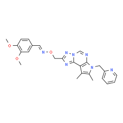 ChemSpider 2D Image | (E)-1-(3,4-Dimethoxyphenyl)-N-{[8,9-dimethyl-7-(2-pyridinylmethyl)-7H-pyrrolo[3,2-e][1,2,4]triazolo[1,5-c]pyrimidin-2-yl]methoxy}methanimine | C25H25N7O3