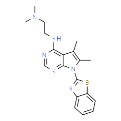 ChemSpider 2D Image | N'-[7-(1,3-Benzothiazol-2-yl)-5,6-dimethyl-7H-pyrrolo[2,3-d]pyrimidin-4-yl]-N,N-dimethyl-1,2-ethanediamine | C19H22N6S
