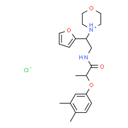 ChemSpider 2D Image | 4-[2-{[2-(3,4-Dimethylphenoxy)propanoyl]amino}-1-(2-furyl)ethyl]morpholin-4-ium chloride | C21H29ClN2O4