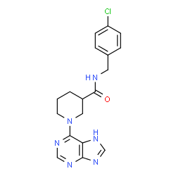 ChemSpider 2D Image | N-(4-Chlorobenzyl)-1-(7H-purin-6-yl)-3-piperidinecarboxamide | C18H19ClN6O