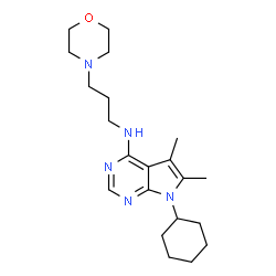 ChemSpider 2D Image | 7-Cyclohexyl-5,6-dimethyl-N-[3-(4-morpholinyl)propyl]-7H-pyrrolo[2,3-d]pyrimidin-4-amine | C21H33N5O