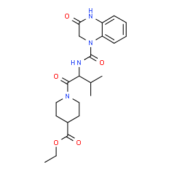 ChemSpider 2D Image | Ethyl 1-{N-[(3-oxo-3,4-dihydro-1(2H)-quinoxalinyl)carbonyl]valyl}-4-piperidinecarboxylate | C22H30N4O5