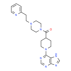 ChemSpider 2D Image | [1-(7H-Purin-6-yl)-4-piperidinyl]{4-[2-(2-pyridinyl)ethyl]-1-piperazinyl}methanone | C22H28N8O