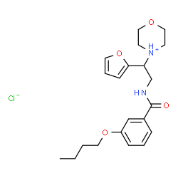 ChemSpider 2D Image | 4-{2-[(3-Butoxybenzoyl)amino]-1-(2-furyl)ethyl}morpholin-4-ium chloride | C21H29ClN2O4