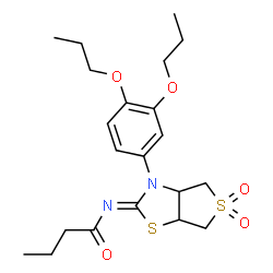 ChemSpider 2D Image | N-[(2Z)-3-(3,4-Dipropoxyphenyl)-5,5-dioxidotetrahydrothieno[3,4-d][1,3]thiazol-2(3H)-ylidene]butanamide | C21H30N2O5S2
