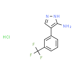 ChemSpider 2D Image | 4-[3-(Trifluoromethyl)phenyl]-1H-pyrazol-5-amine hydrochloride (1:1) | C10H9ClF3N3