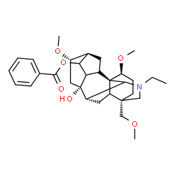 ChemSpider 2D Image | (1alpha,5xi,9xi,10alpha,16beta)-20-Ethyl-8-hydroxy-1,16-dimethoxy-4-(methoxymethyl)aconitan-14-yl benzoate | C31H43NO6
