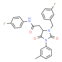 ChemSpider 2D Image | 2-[3-(3-Fluorobenzyl)-1-(3-methylphenyl)-2,5-dioxo-4-imidazolidinyl]-N-(4-fluorophenyl)acetamide | C25H21F2N3O3