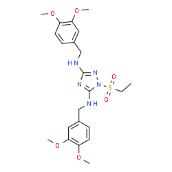 ChemSpider 2D Image | N,N'-Bis(3,4-dimethoxybenzyl)-1-(ethylsulfonyl)-1H-1,2,4-triazole-3,5-diamine | C22H29N5O6S