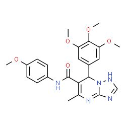 ChemSpider 2D Image | N-(4-Methoxyphenyl)-5-methyl-7-(3,4,5-trimethoxyphenyl)-1,7-dihydro[1,2,4]triazolo[1,5-a]pyrimidine-6-carboxamide | C23H25N5O5