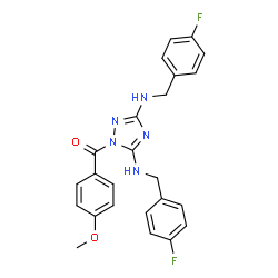 ChemSpider 2D Image | {3,5-Bis[(4-fluorobenzyl)amino]-1H-1,2,4-triazol-1-yl}(4-methoxyphenyl)methanone | C24H21F2N5O2