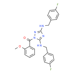 ChemSpider 2D Image | {3,5-Bis[(4-fluorobenzyl)amino]-1H-1,2,4-triazol-1-yl}(2-methoxyphenyl)methanone | C24H21F2N5O2