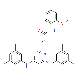 ChemSpider 2D Image | N~2~-{4,6-Bis[(3,5-dimethylphenyl)amino]-1,3,5-triazin-2-yl}-N-(2-methoxyphenyl)glycinamide | C28H31N7O2