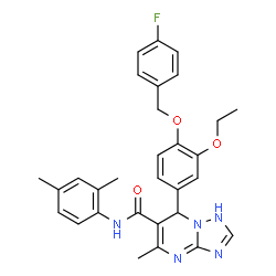 ChemSpider 2D Image | N-(2,4-Dimethylphenyl)-7-{3-ethoxy-4-[(4-fluorobenzyl)oxy]phenyl}-5-methyl-1,7-dihydro[1,2,4]triazolo[1,5-a]pyrimidine-6-carboxamide | C30H30FN5O3