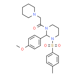 ChemSpider 2D Image | 1-[2-(4-Methoxyphenyl)-3-[(4-methylphenyl)sulfonyl]tetrahydro-1(2H)-pyrimidinyl]-2-(1-piperidinyl)ethanone | C25H33N3O4S