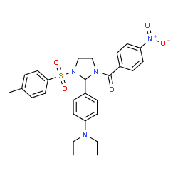 ChemSpider 2D Image | {2-[4-(Diethylamino)phenyl]-3-[(4-methylphenyl)sulfonyl]-1-imidazolidinyl}(4-nitrophenyl)methanone | C27H30N4O5S
