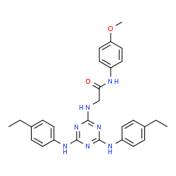 ChemSpider 2D Image | N~2~-{4,6-Bis[(4-ethylphenyl)amino]-1,3,5-triazin-2-yl}-N-(4-methoxyphenyl)glycinamide | C28H31N7O2