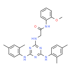 ChemSpider 2D Image | N~2~-{4,6-Bis[(2,4-dimethylphenyl)amino]-1,3,5-triazin-2-yl}-N-(2-methoxyphenyl)glycinamide | C28H31N7O2