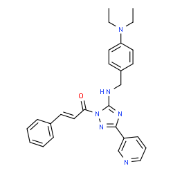 ChemSpider 2D Image | (2E)-1-[5-{[4-(Diethylamino)benzyl]amino}-3-(3-pyridinyl)-1H-1,2,4-triazol-1-yl]-3-phenyl-2-propen-1-one | C27H28N6O