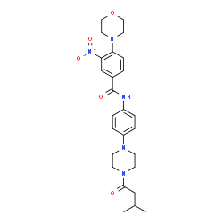 ChemSpider 2D Image | N-{4-[4-(3-Methylbutanoyl)-1-piperazinyl]phenyl}-4-(4-morpholinyl)-3-nitrobenzamide | C26H33N5O5