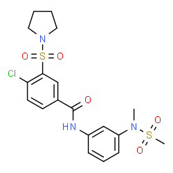 ChemSpider 2D Image | 4-CHLORO-N-[3-(N-METHYLMETHANESULFONAMIDO)PHENYL]-3-(PYRROLIDINE-1-SULFONYL)BENZAMIDE | C19H22ClN3O5S2