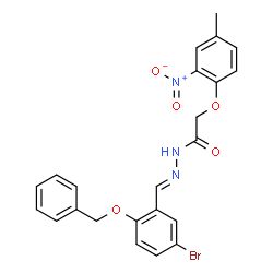 ChemSpider 2D Image | N'-{(E)-[2-(Benzyloxy)-5-bromophenyl]methylene}-2-(4-methyl-2-nitrophenoxy)acetohydrazide | C23H20BrN3O5