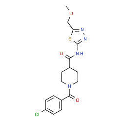 ChemSpider 2D Image | 1-(4-Chlorobenzoyl)-N-[5-(methoxymethyl)-1,3,4-thiadiazol-2-yl]-4-piperidinecarboxamide | C17H19ClN4O3S