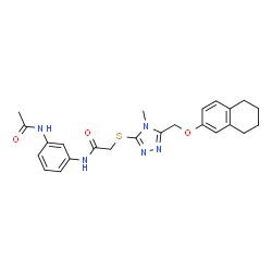 ChemSpider 2D Image | N-(3-Acetamidophenyl)-2-({4-methyl-5-[(5,6,7,8-tetrahydro-2-naphthalenyloxy)methyl]-4H-1,2,4-triazol-3-yl}sulfanyl)acetamide | C24H27N5O3S