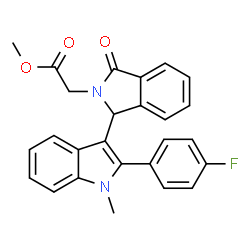 ChemSpider 2D Image | Methyl {1-[2-(4-fluorophenyl)-1-methyl-1H-indol-3-yl]-3-oxo-1,3-dihydro-2H-isoindol-2-yl}acetate | C26H21FN2O3