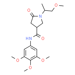 ChemSpider 2D Image | 1-(1-Methoxy-2-propanyl)-5-oxo-N-(3,4,5-trimethoxyphenyl)-3-pyrrolidinecarboxamide | C18H26N2O6