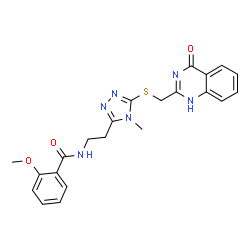ChemSpider 2D Image | benzamide, N-[2-[5-[[(3,4-dihydro-4-oxo-2-quinazolinyl)methyl]thio]-4-methyl-4H-1,2,4-triazol-3-yl]ethyl]-2-methoxy- | C22H22N6O3S