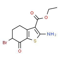 ChemSpider 2D Image | Ethyl 2-amino-6-bromo-7-oxo-4,5,6,7-tetrahydro-1-benzothiophene-3-carboxylate | C11H12BrNO3S